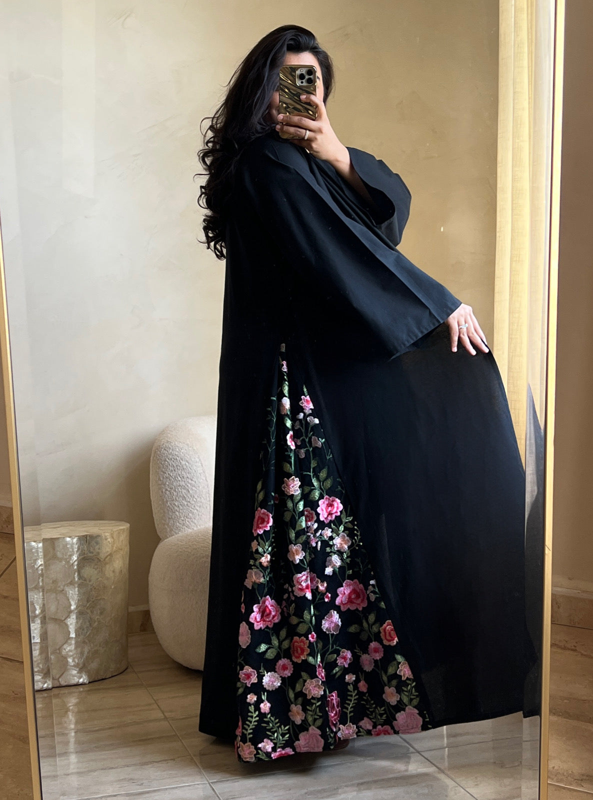 MEI477 - Embroidered Linen Abaya