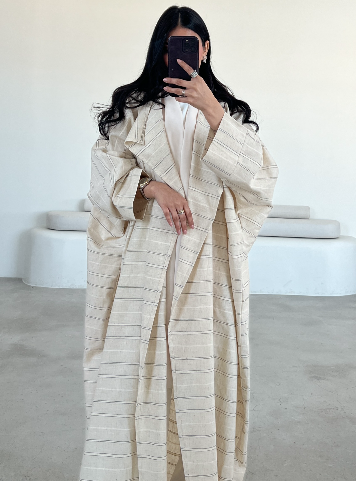 MEI550 - Striped Linen Abaya
