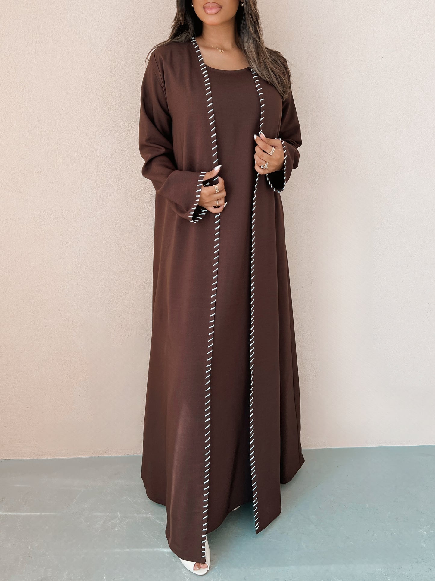 MEI637 - Brown Embroidered 3 Piece Set