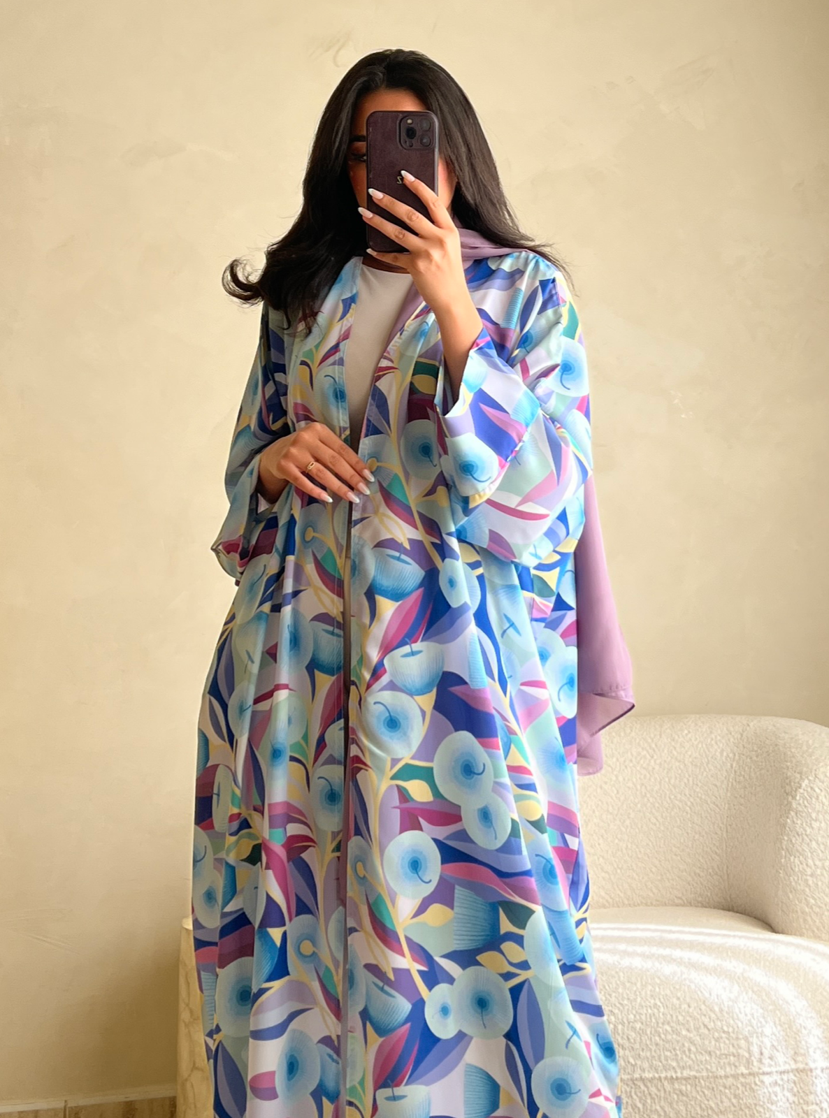 MEI568 - Printed Silk Abaya