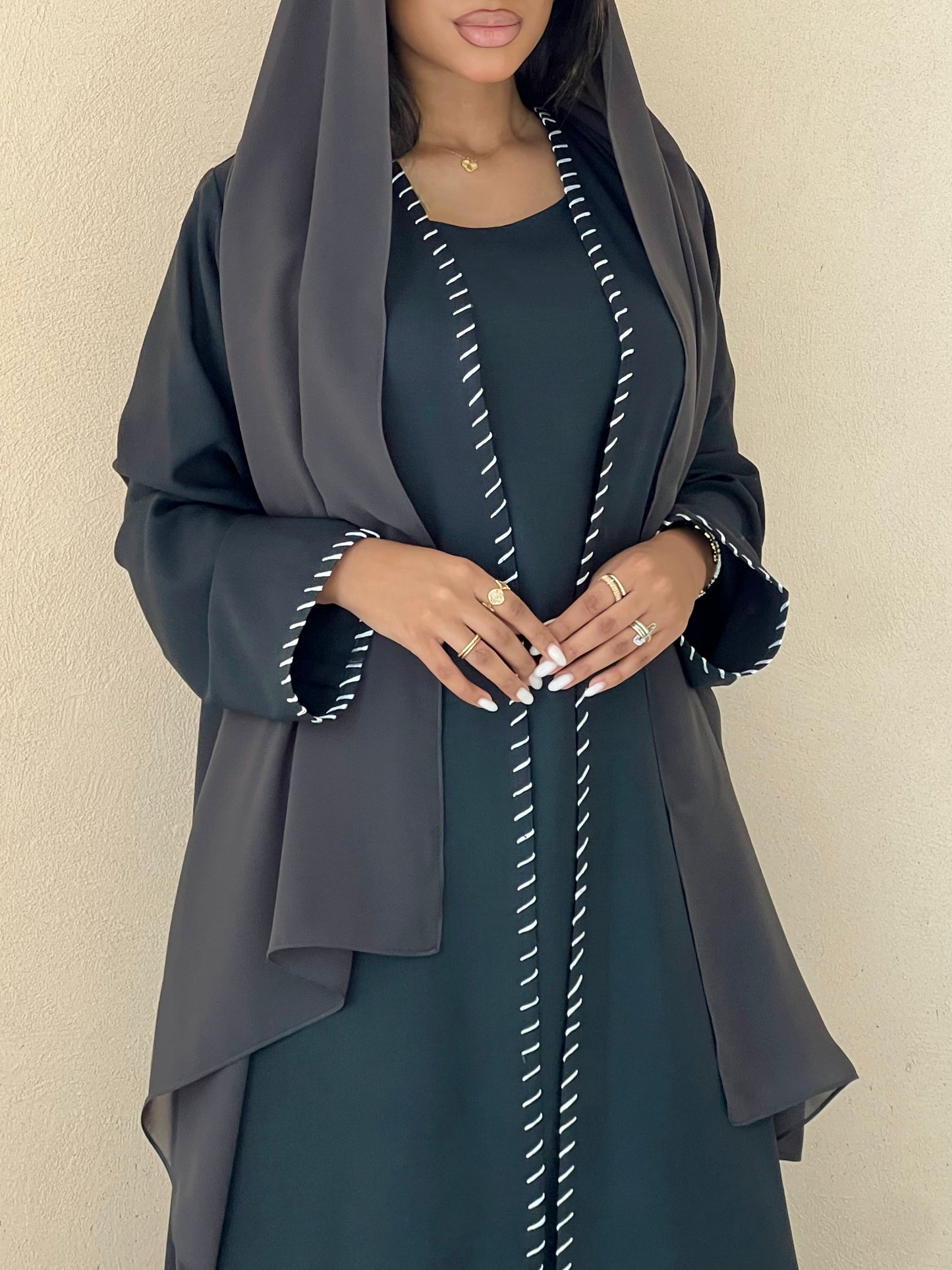 MEI636 - Dark Green Embroidered 3 Piece Set