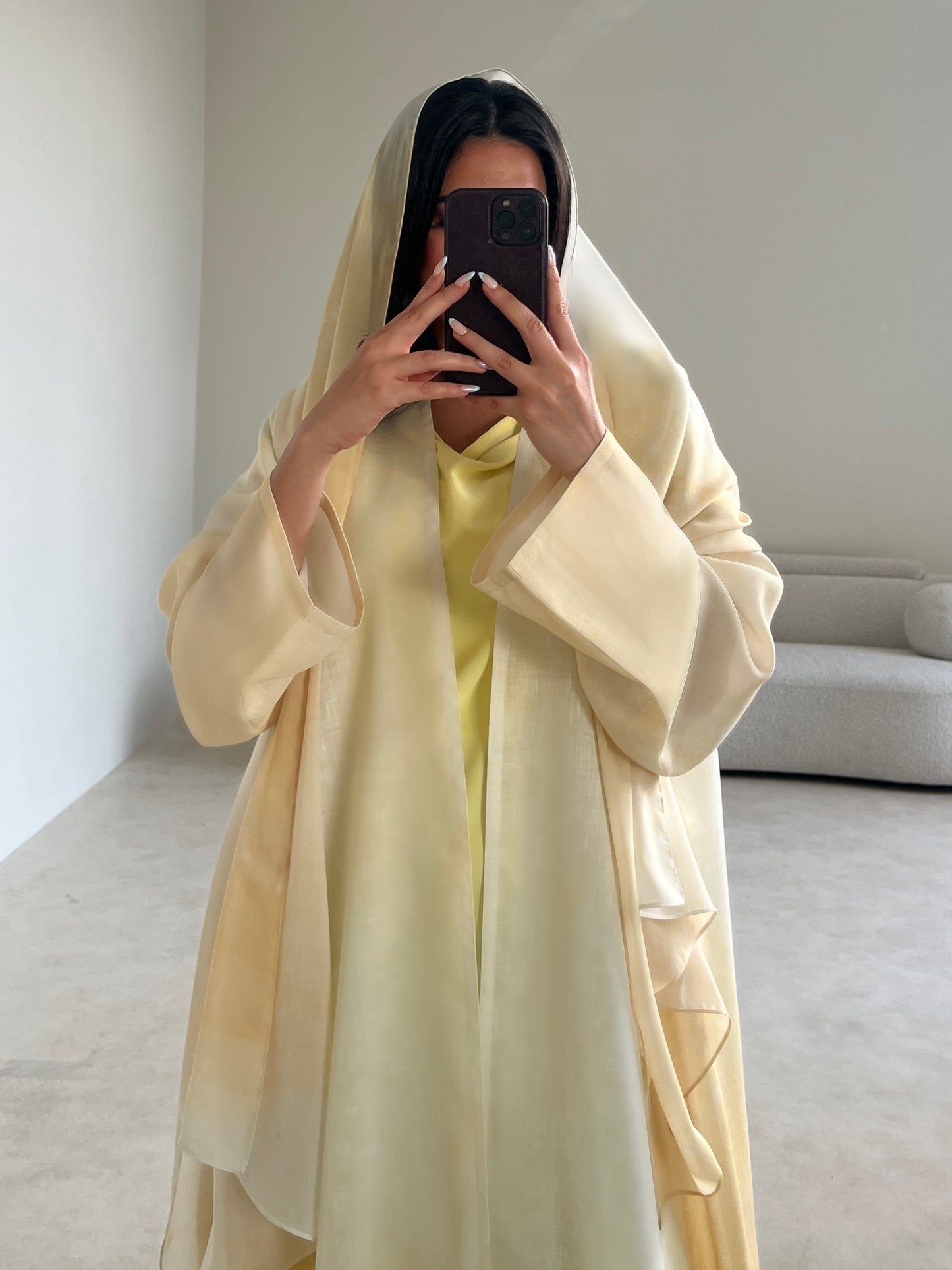 MEI583 - Ores Abaya in Butter Yellow