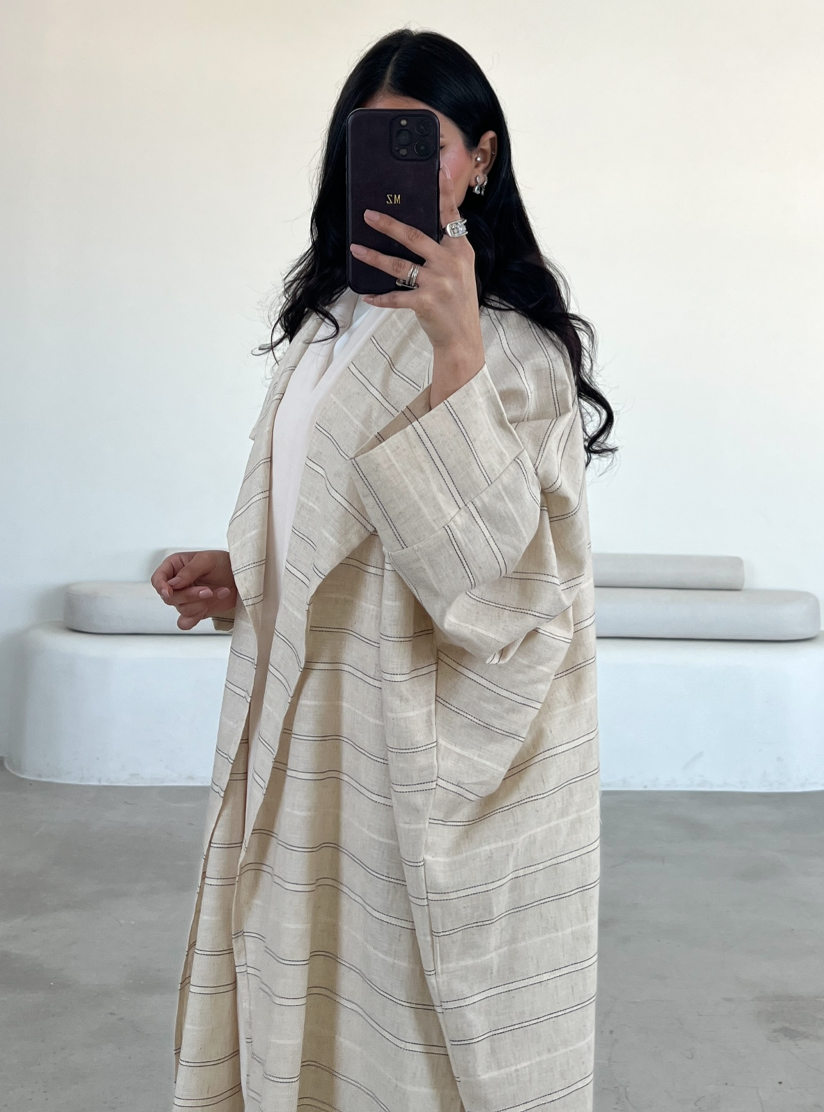 MEI550 - Striped Linen Abaya