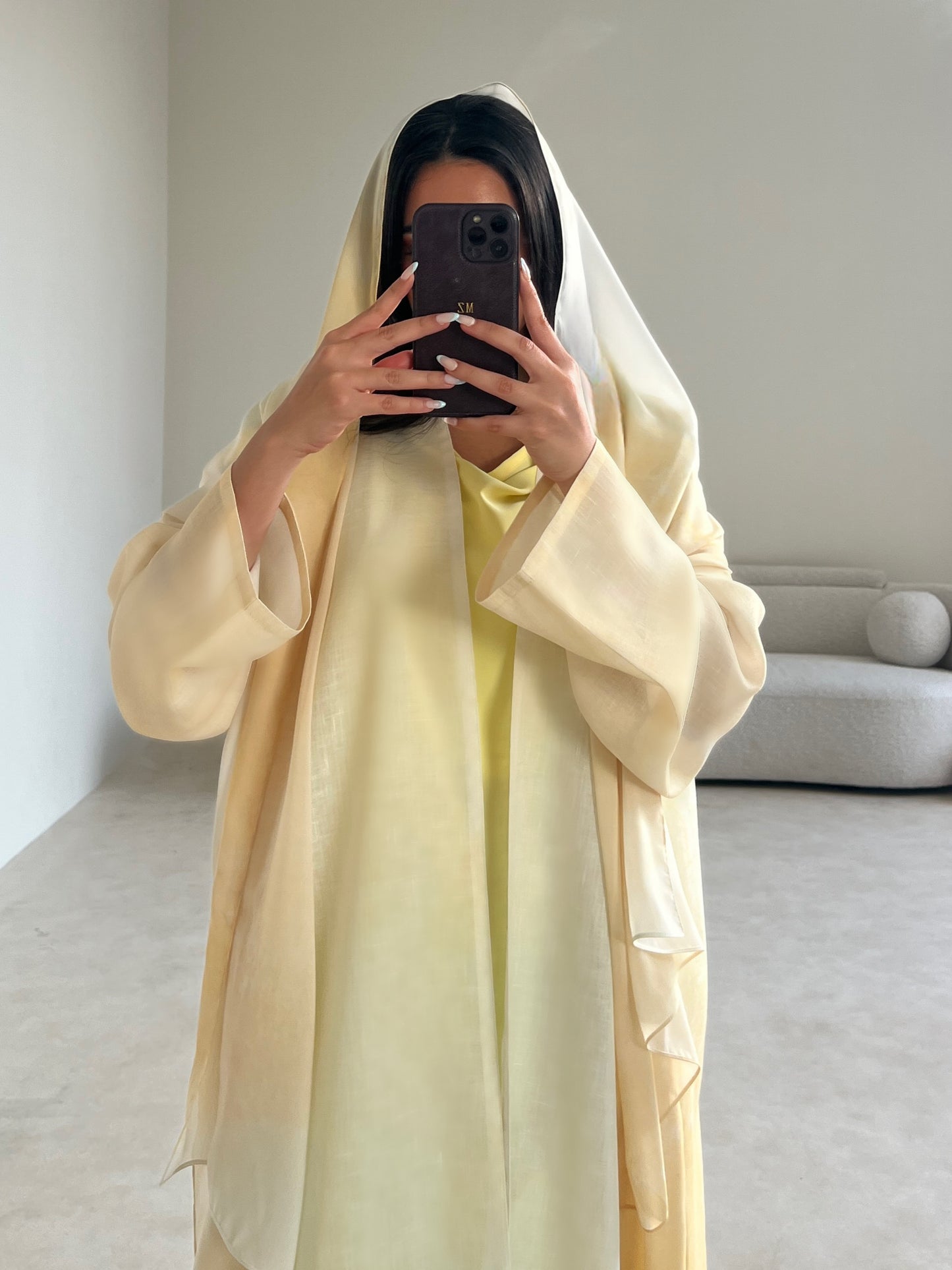 MEI583 - Ores Abaya in Butter Yellow