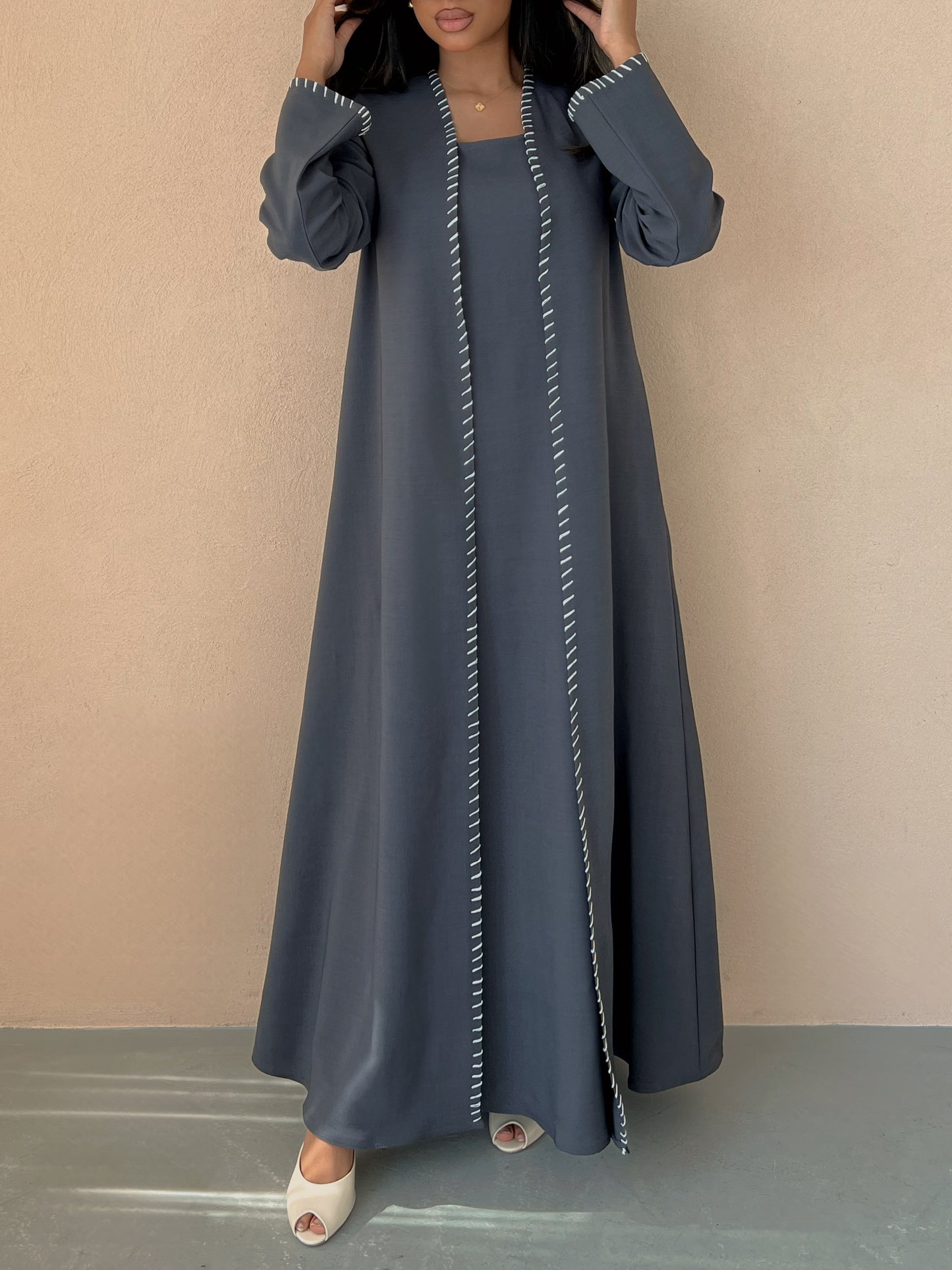 MEI635 - Grey Embroidered 3 Piece Set