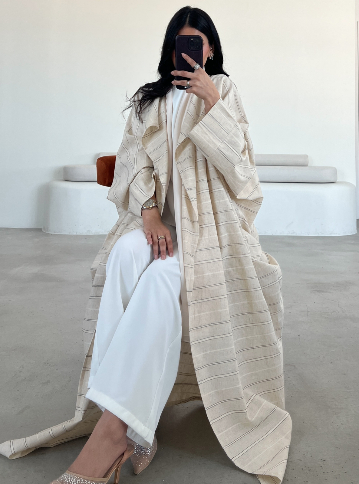 MEI550 - Striped Linen Abaya