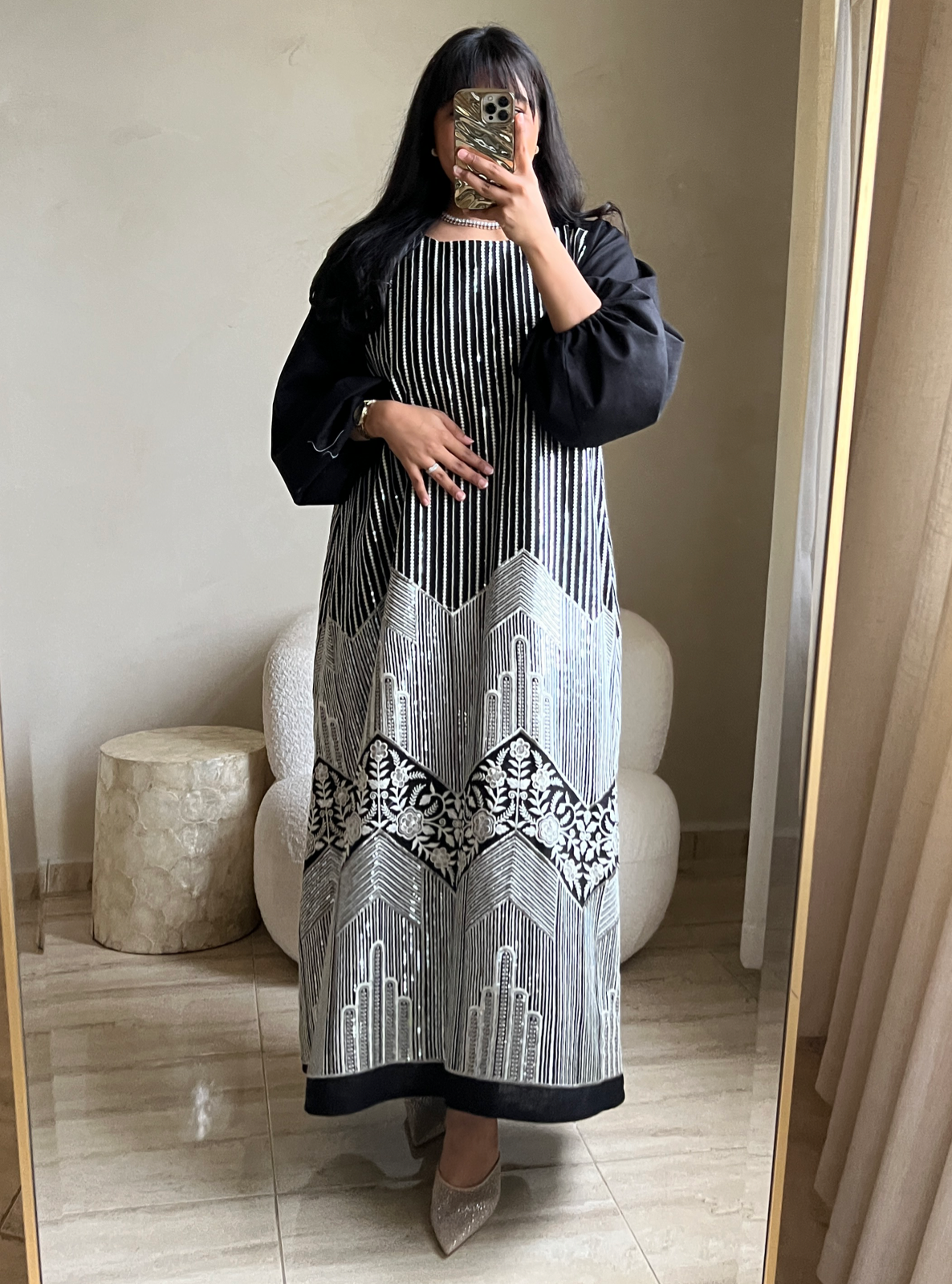 MEI541 - Black Embroidered Jalabiya