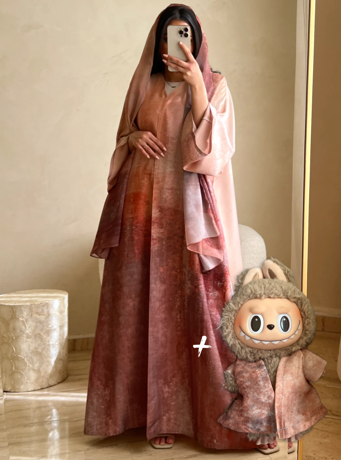 Ores Abaya in Auburn & Mini Labubu Abaya (DOLL NOT INCLUDED)