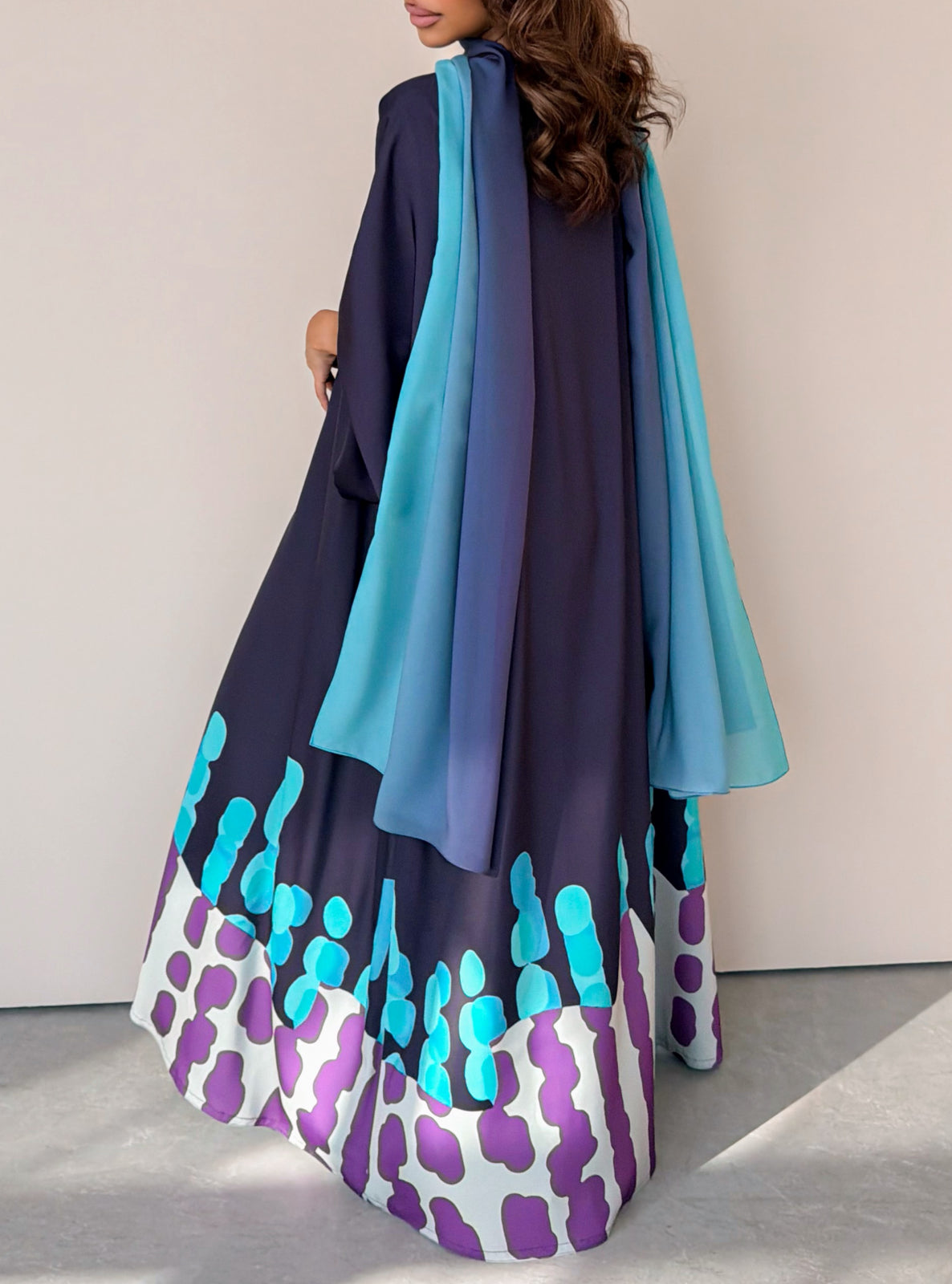 MEI755 - Muse Square Cut Abaya in Ocean Teal