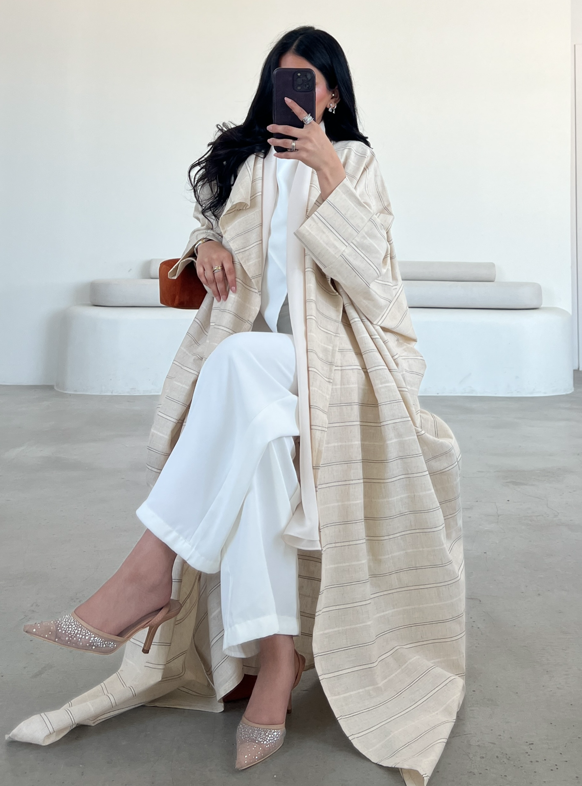 MEI550 - Striped Linen Abaya