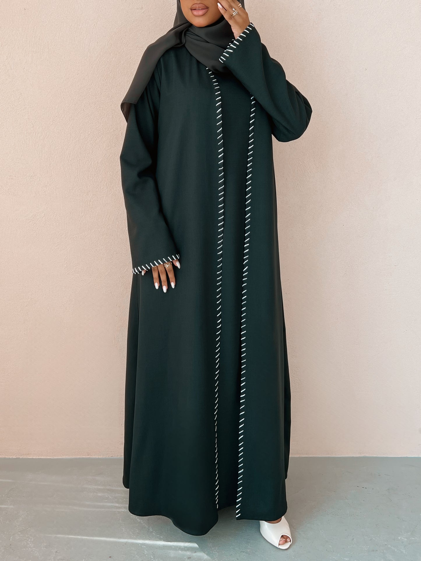 MEI636 - Dark Green Embroidered 3 Piece Set