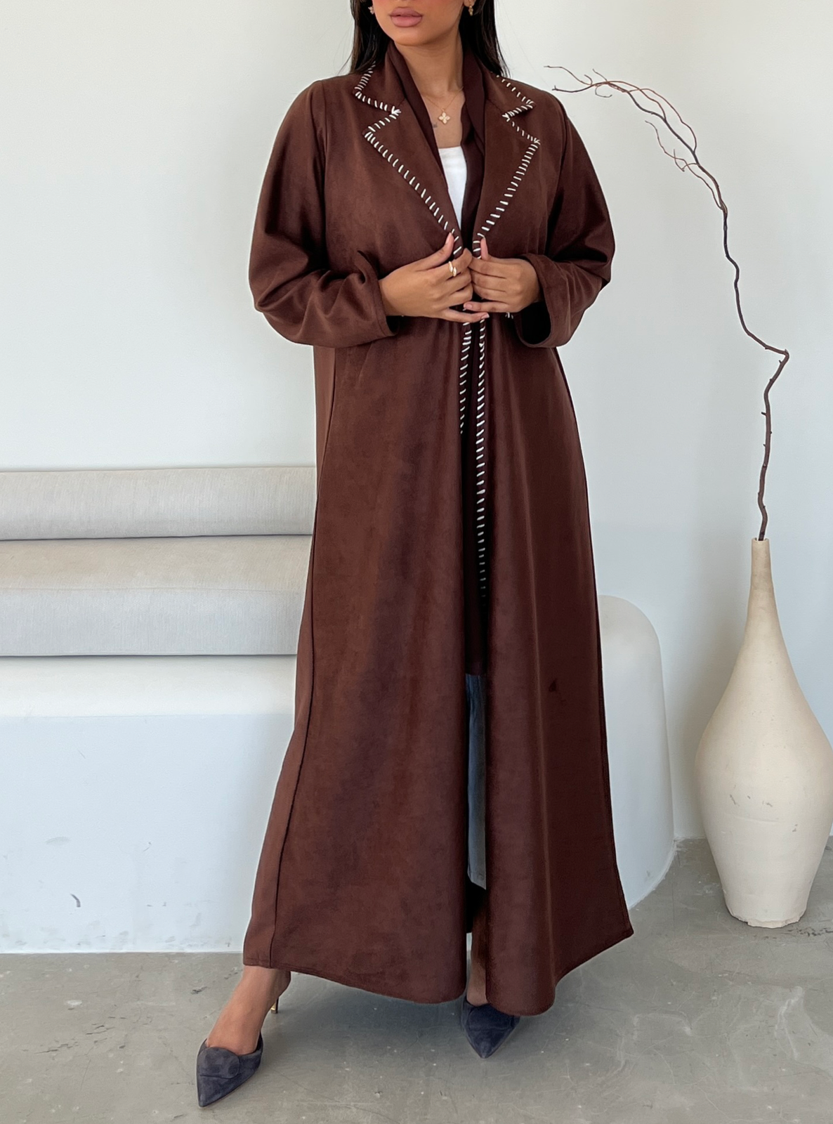 MEI474 - Chamois Trench Abaya
