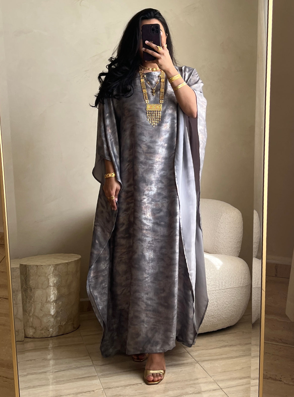 MEI515 - Grey Jalabiya with Belt