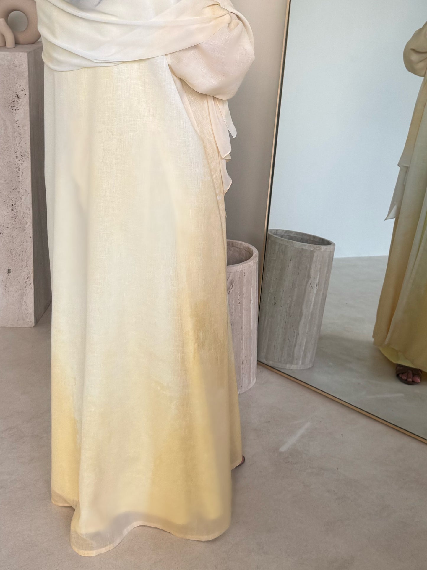 MEI583 - Ores Abaya in Butter Yellow