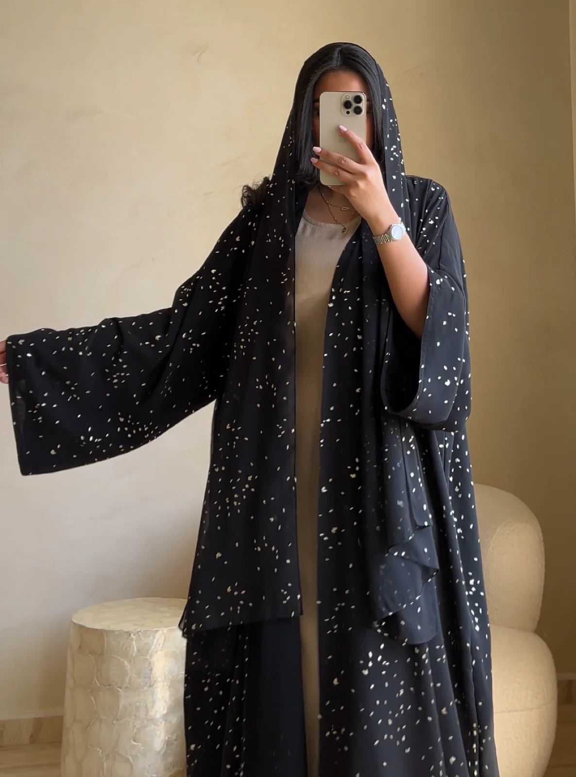 Stardust Abaya in Black & Mini Labubu Abaya (DOLL NOT INCLUDED)