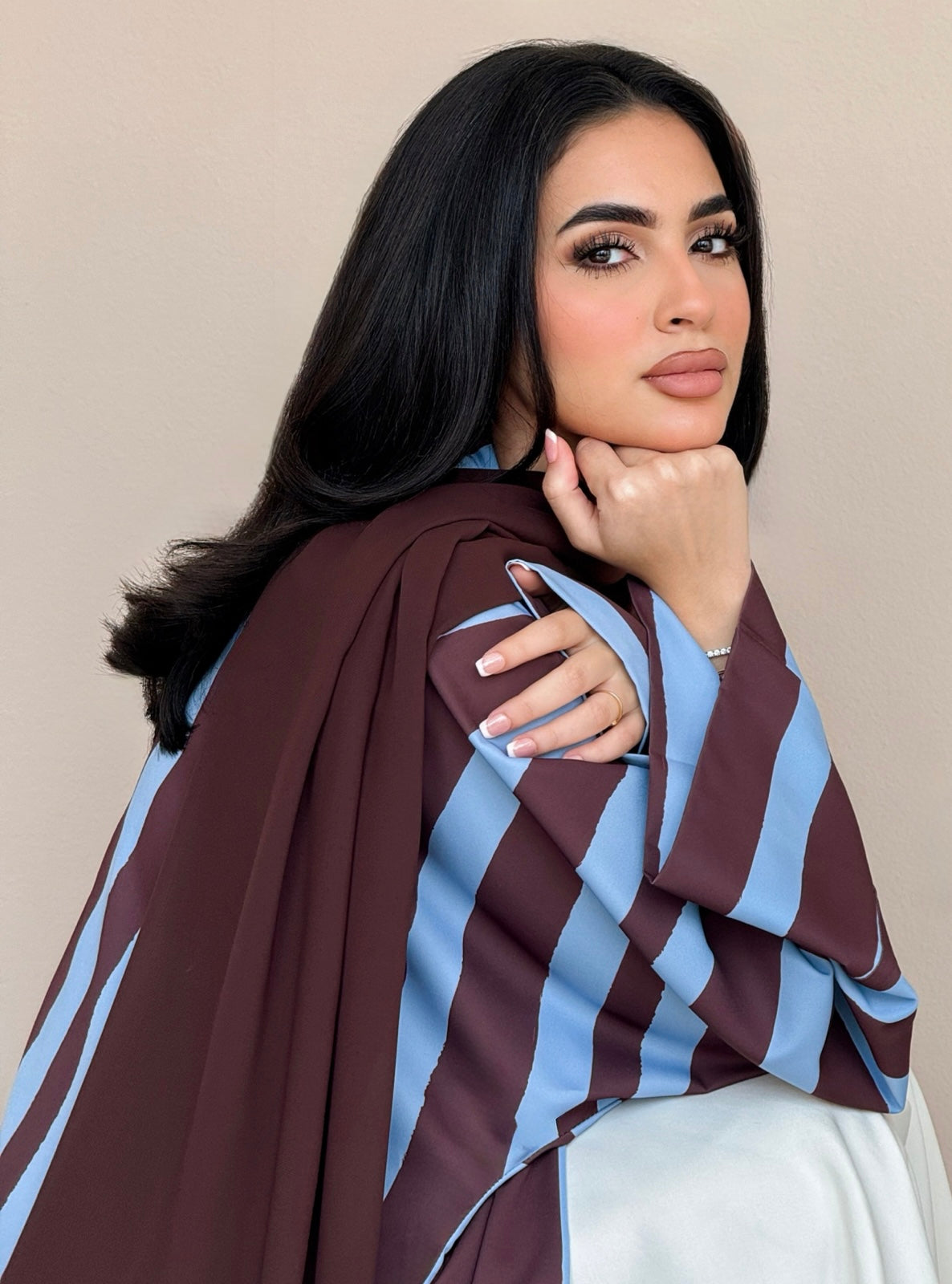MEI775 - Aria Half Bisht Crepe Abaya in Cocoa Sky
