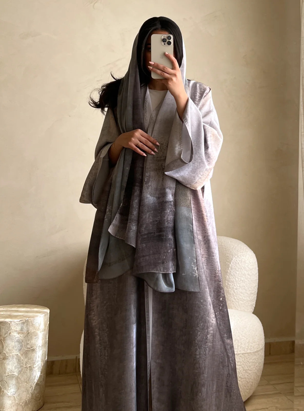 Ores Abaya in Grey & Mini Labubu Abaya (DOLL NOT INCLUDED)