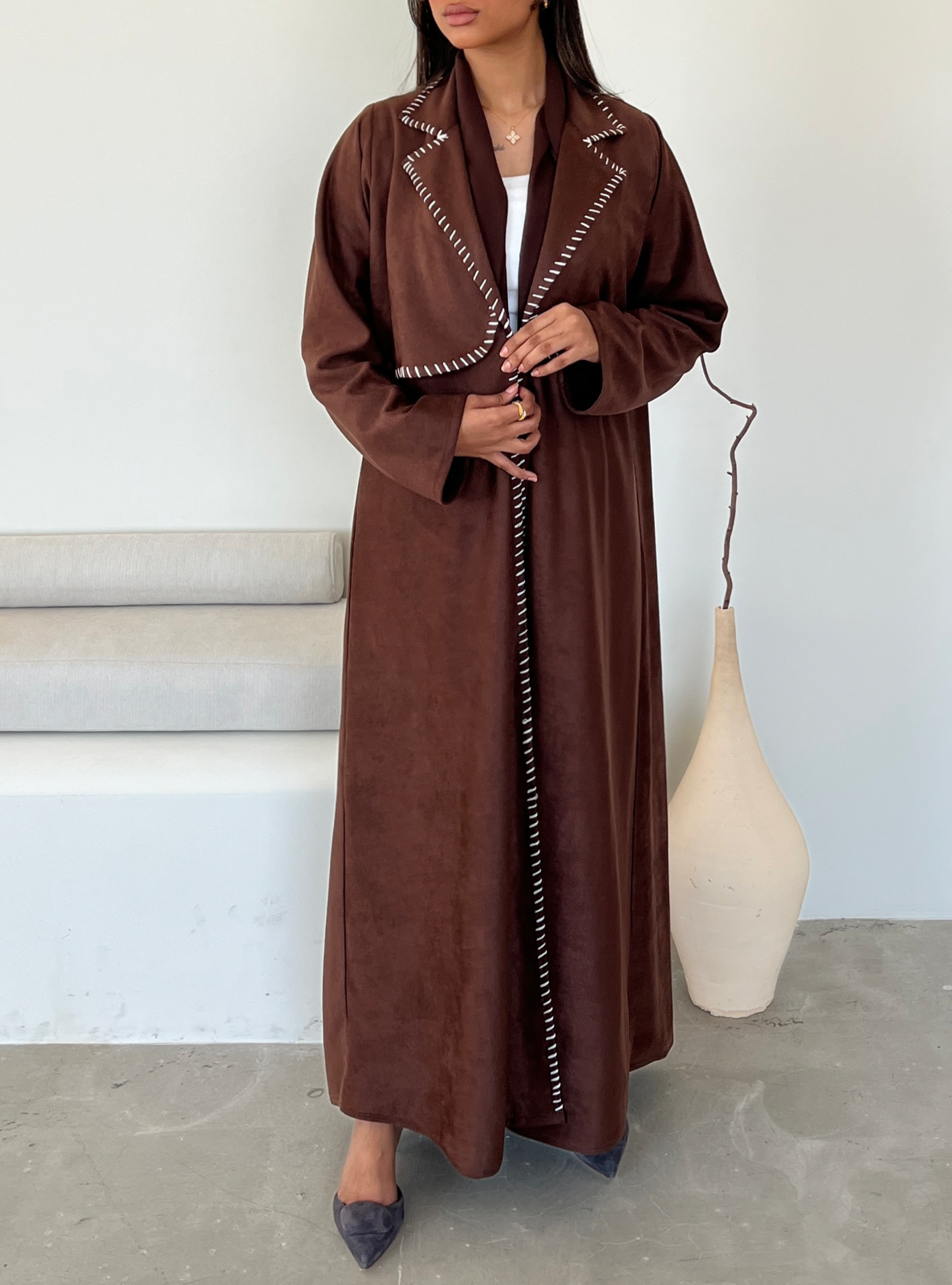 MEI474 - Chamois Trench Abaya