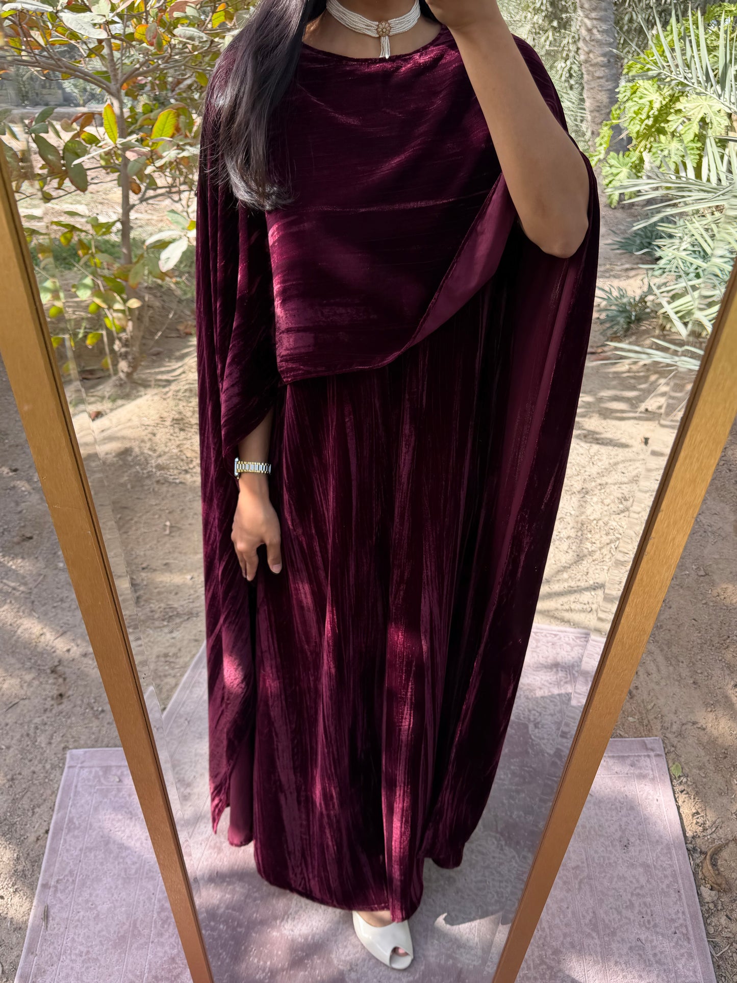 MEI678 - Lilah Velvet Dress in Maroon