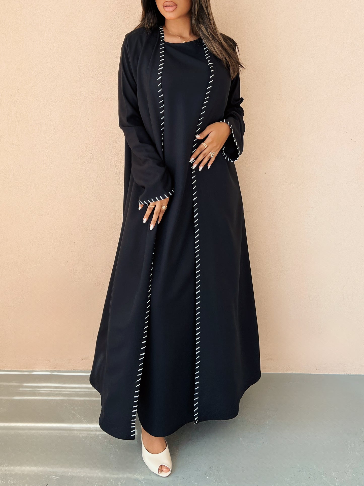 MEI638 - Black Embroidered 3 Piece Set