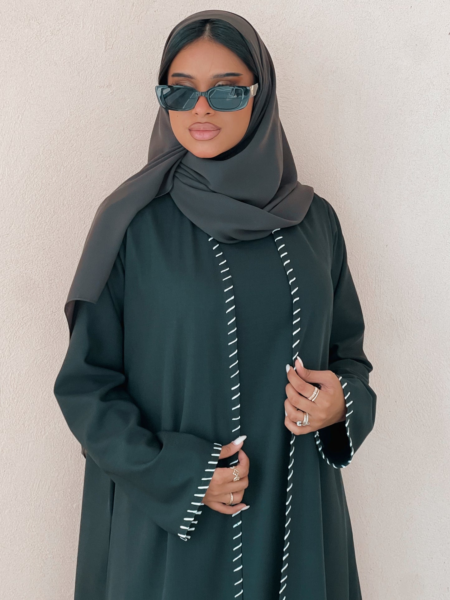 MEI636 - Dark Green Embroidered 3 Piece Set