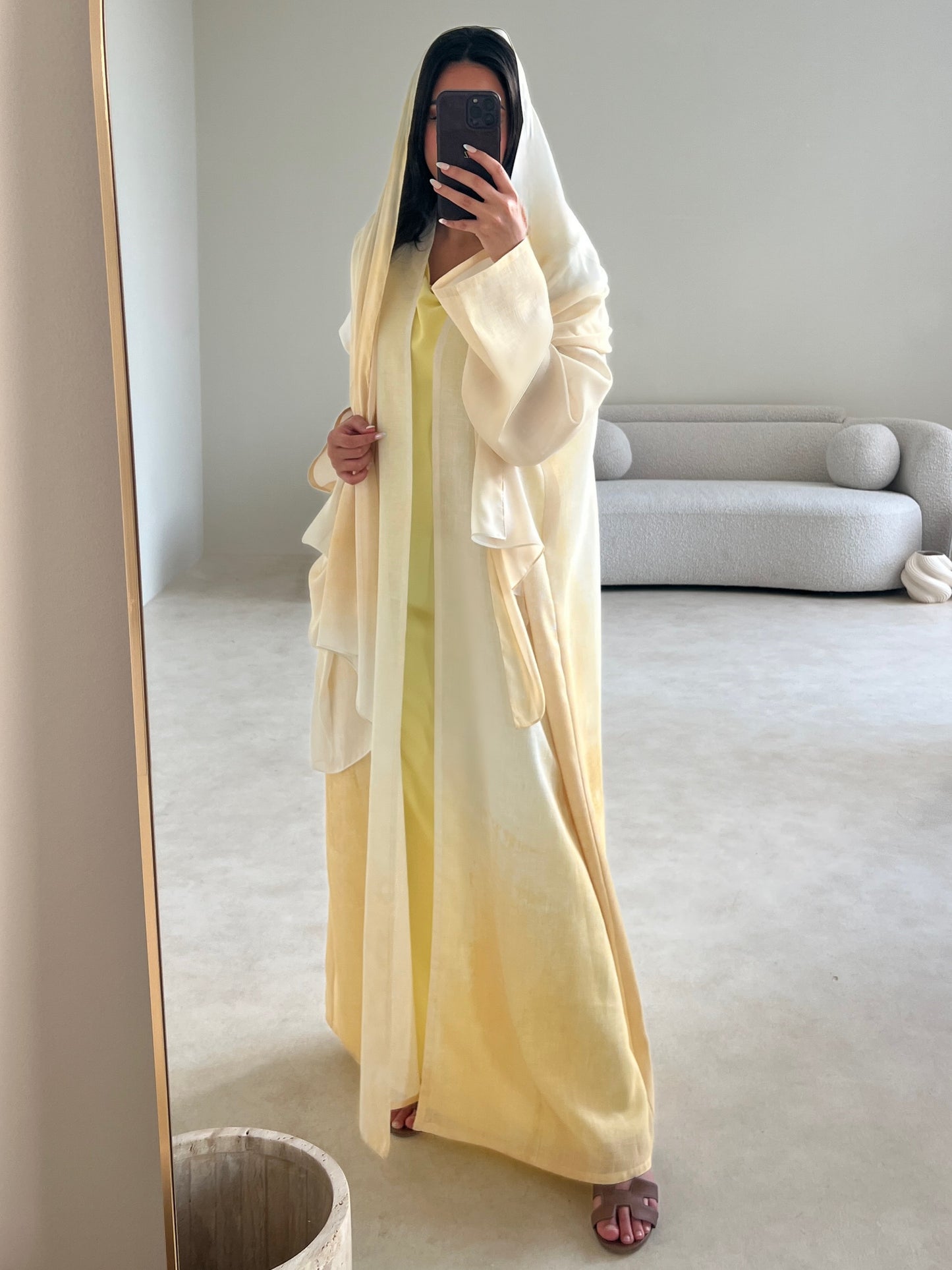 MEI583 - Ores Abaya in Butter Yellow