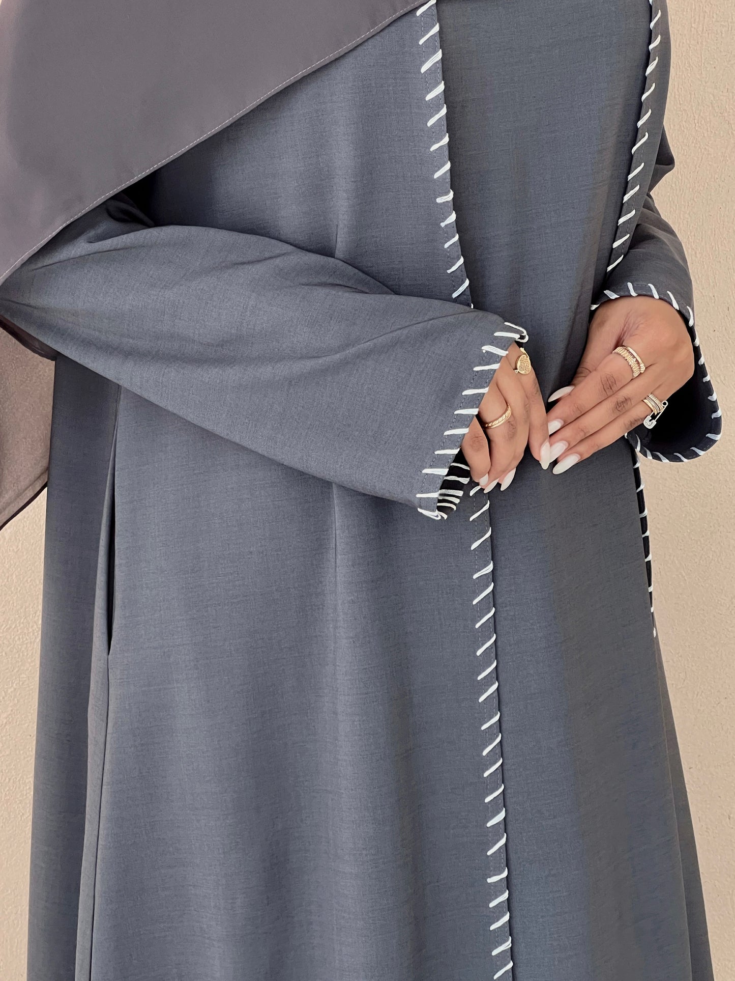MEI635 - Grey Embroidered 3 Piece Set