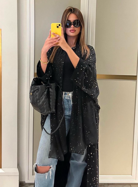 MEI236 - Stardust Abaya in Black