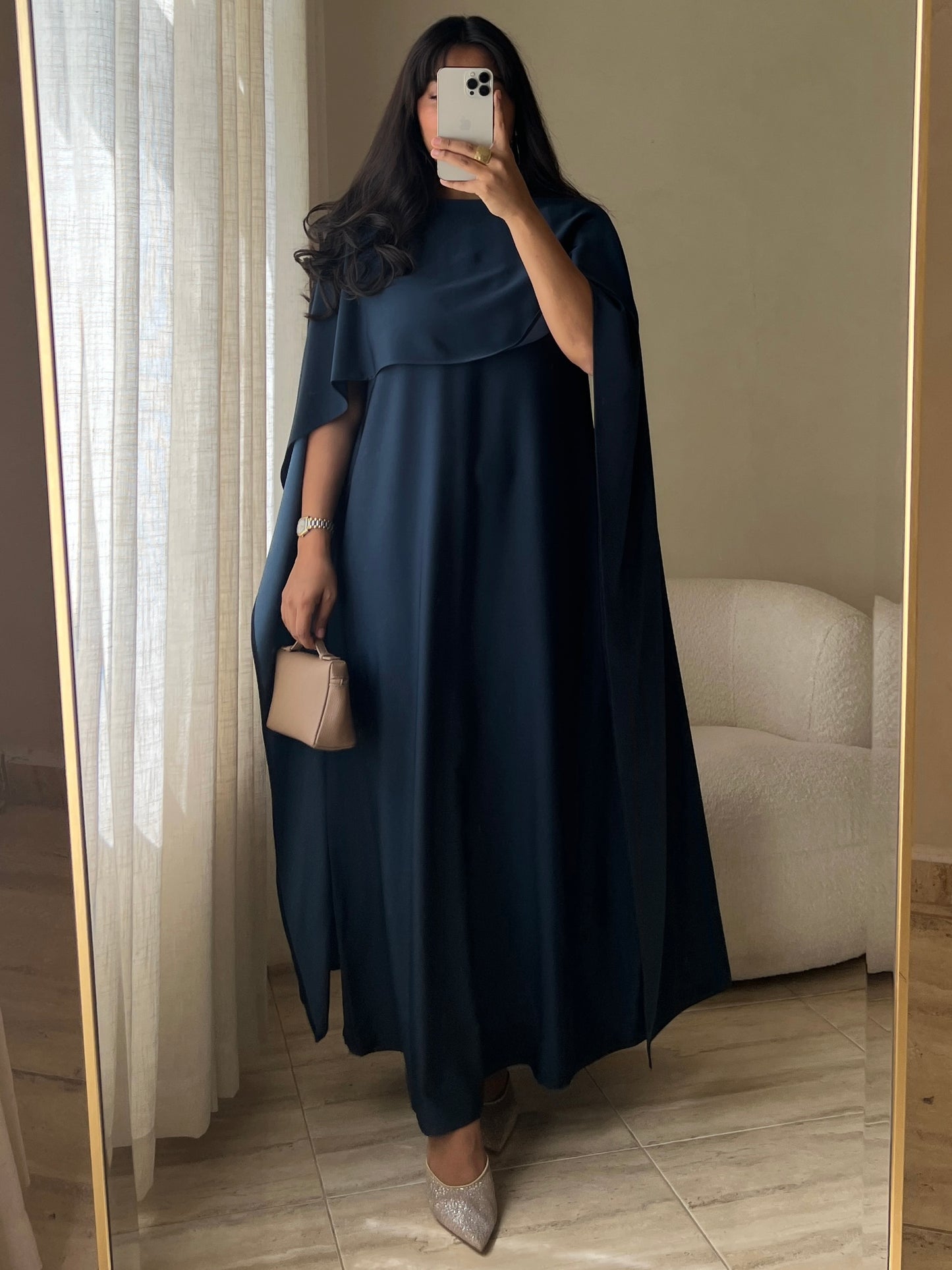 MEI664 - Lilah Dress in Navy/Light Blue Dual Tone