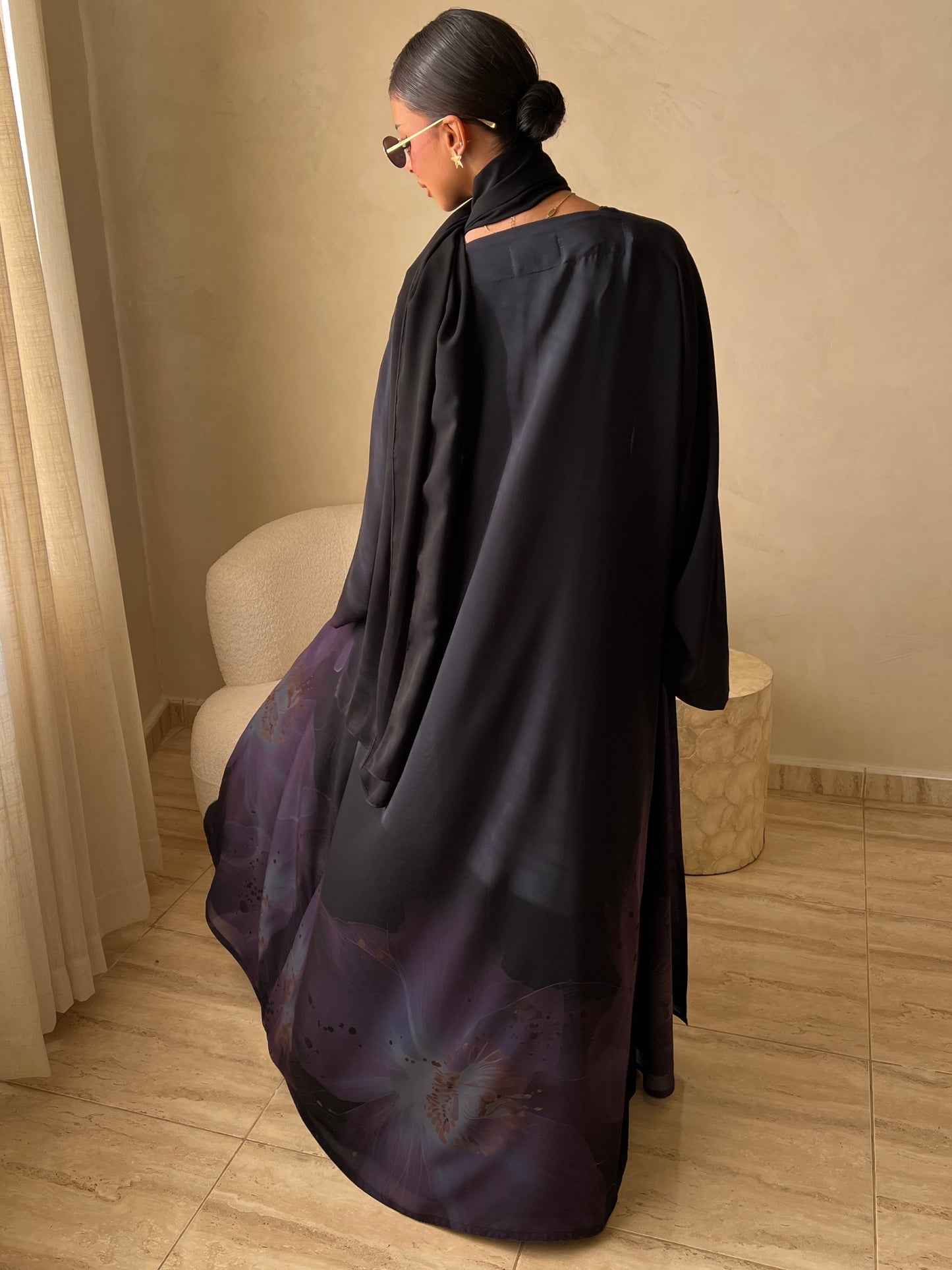 MEI598 - Noir Bloom Abaya