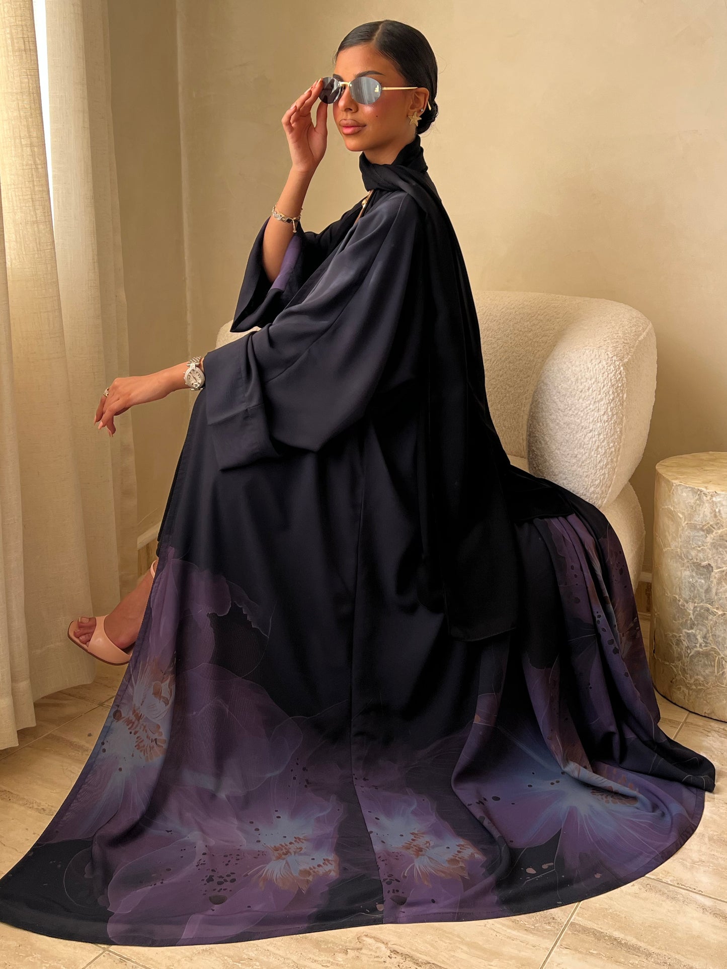 MEI598 - Noir Bloom Abaya
