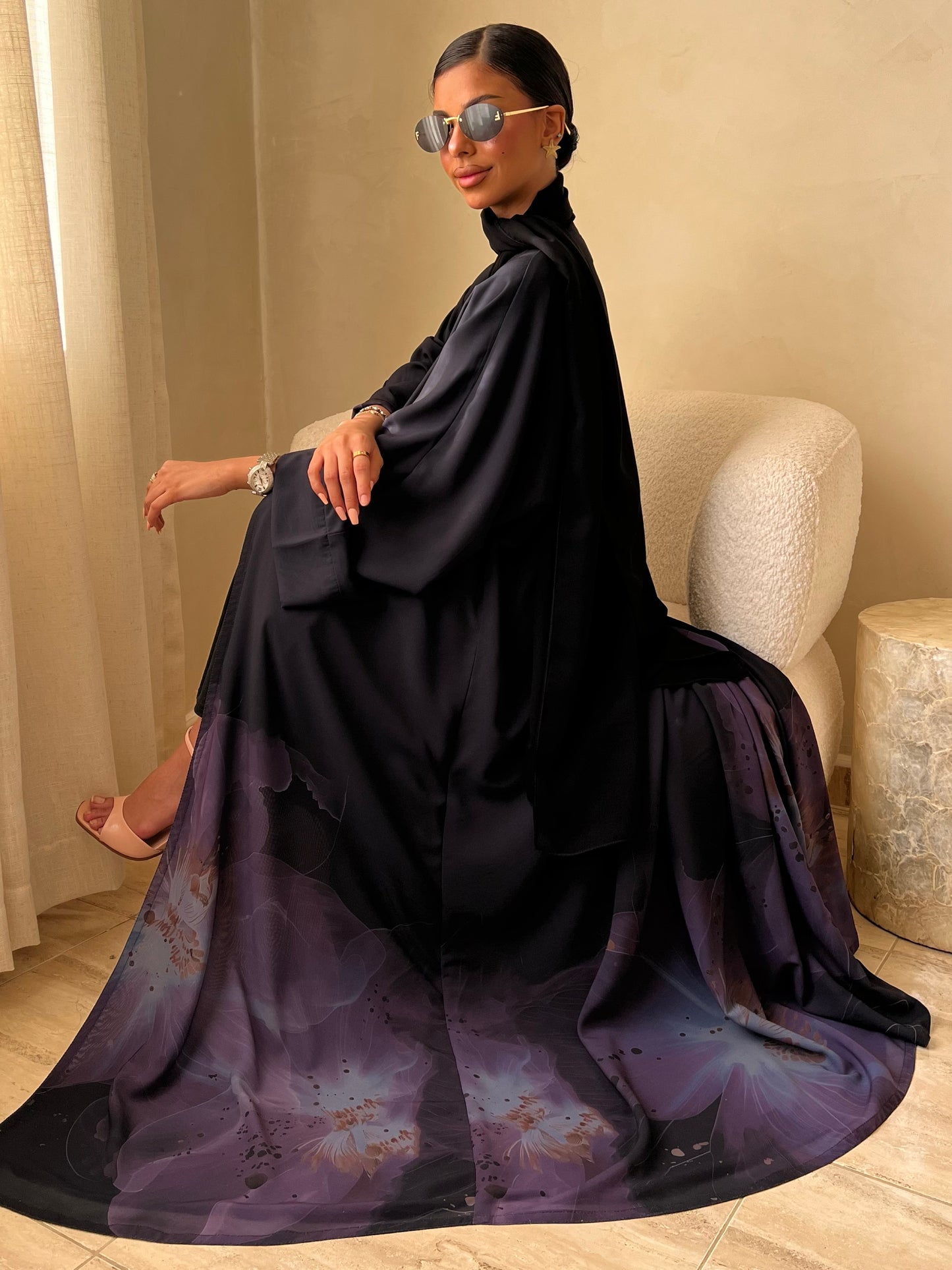 MEI598 - Noir Bloom Abaya