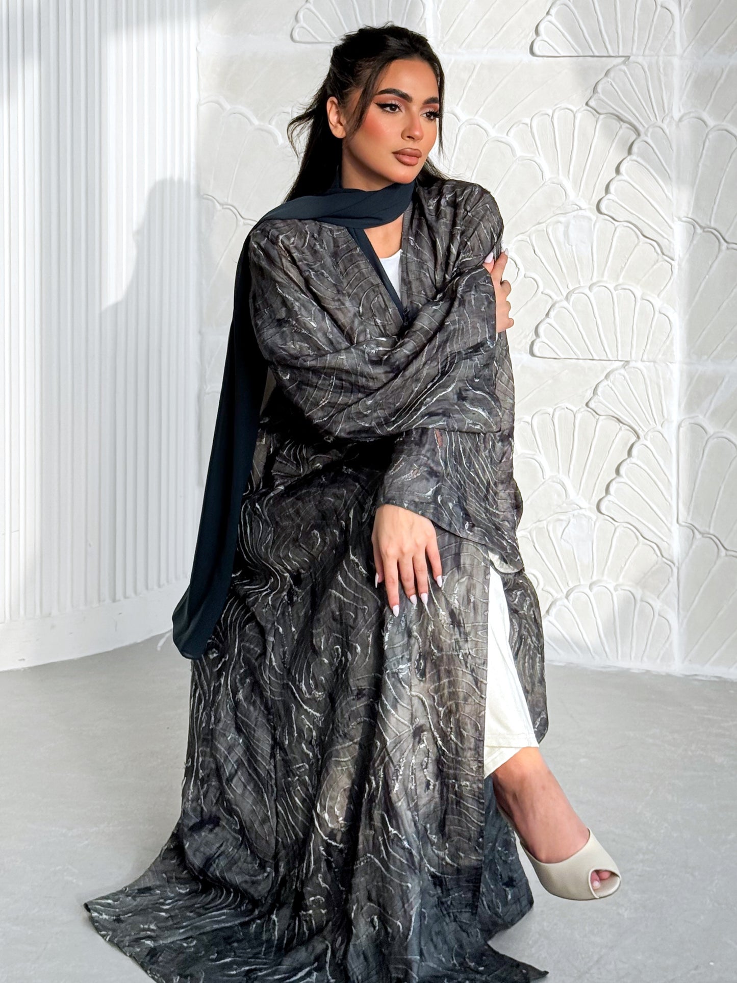 MEI603 - Etherea Abaya in Obsidian Charcoal