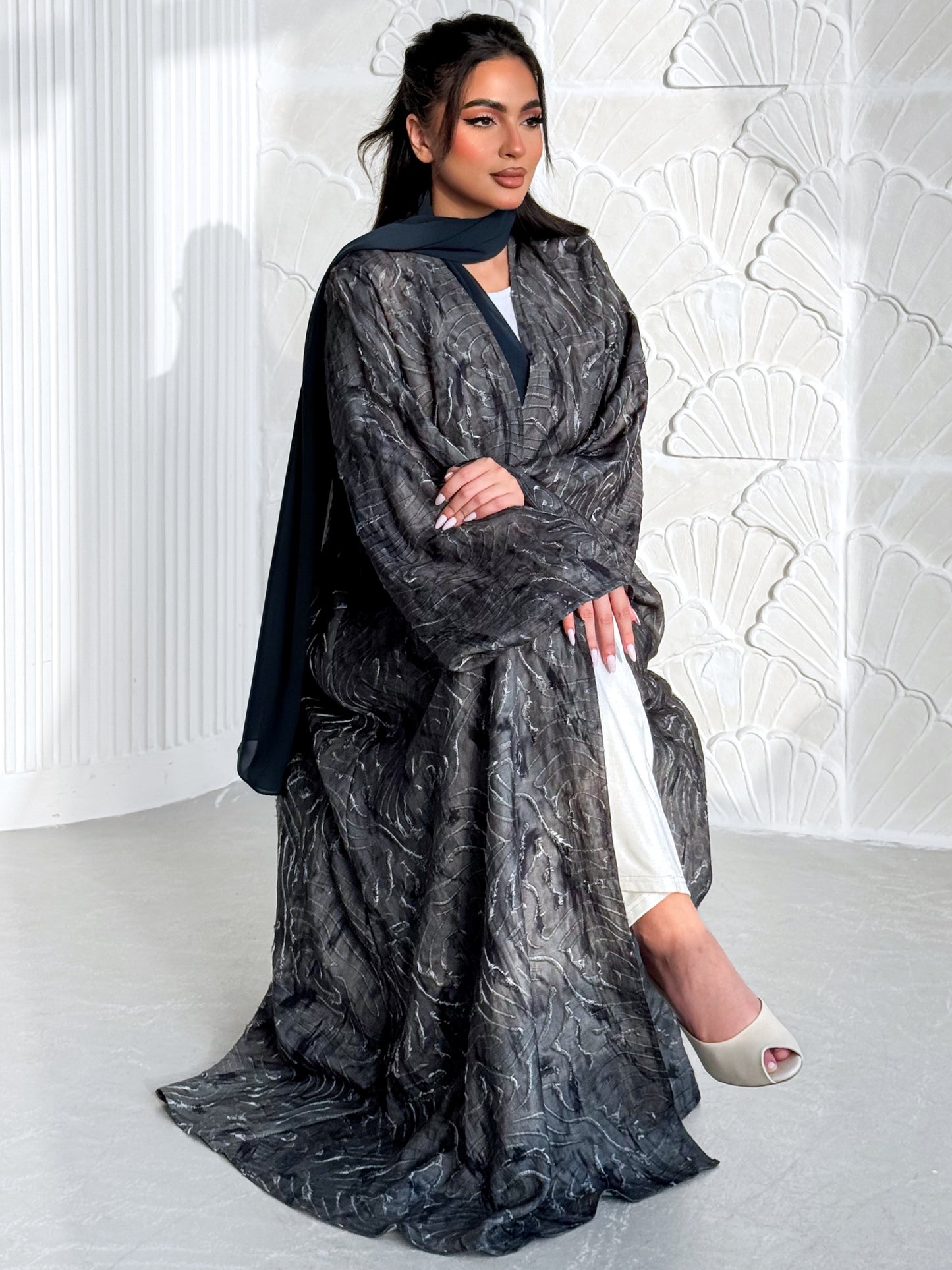 MEI603 - Etherea Abaya in Obsidian Charcoal
