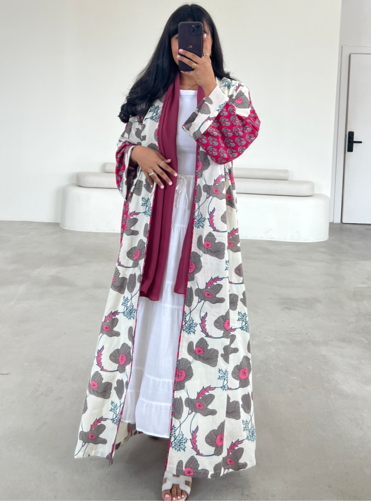 MEI562 - Printed Cotton Abaya with Matching Headscarf