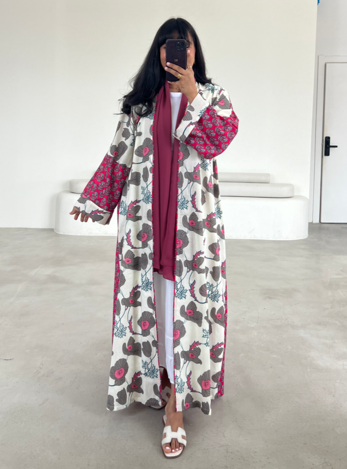 MEI562 - Printed Cotton Abaya with Matching Headscarf