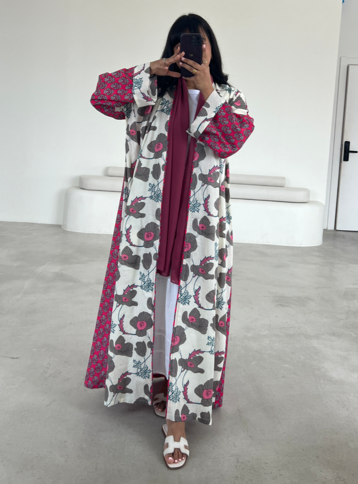 MEI562 - Printed Cotton Abaya with Matching Headscarf