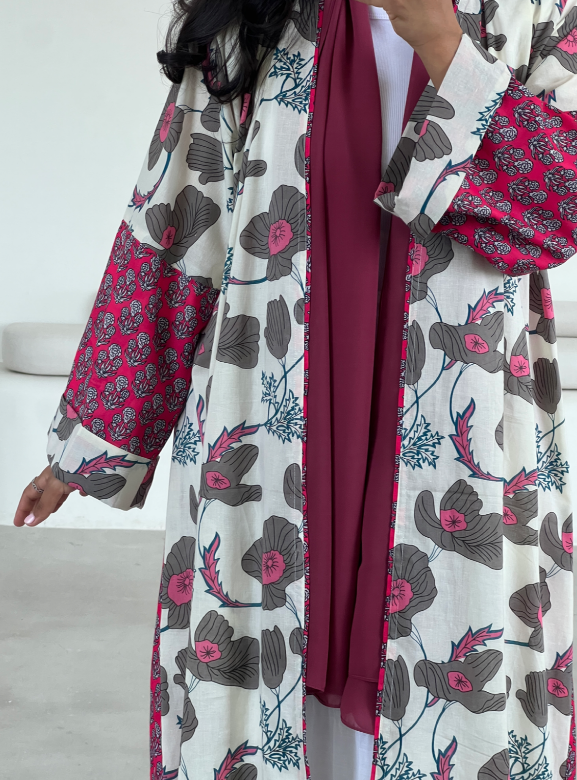 MEI562 - Printed Cotton Abaya with Matching Headscarf