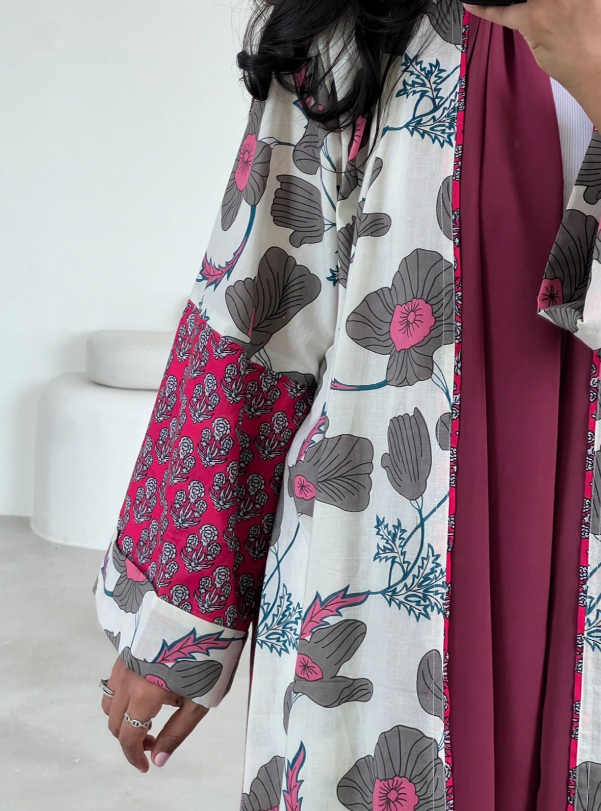 MEI562 - Printed Cotton Abaya with Matching Headscarf