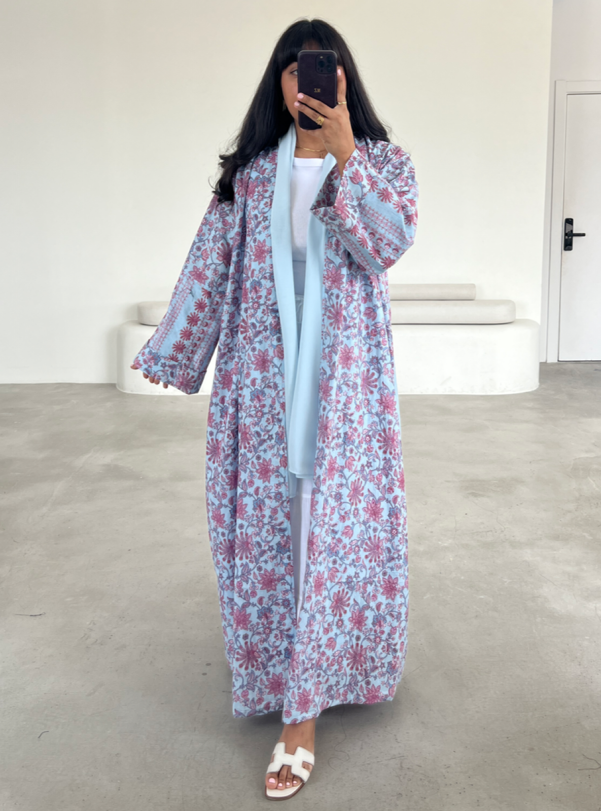 MEI563 - Printed Cotton Abaya with Matching Headscarf