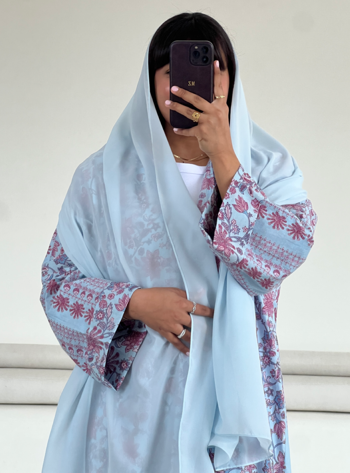 MEI563 - Printed Cotton Abaya with Matching Headscarf
