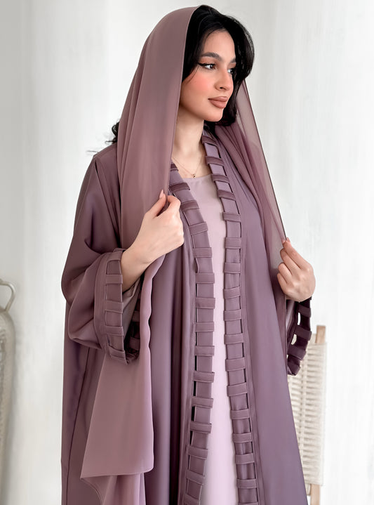 MEI509 - Purple Abaya with Matching Scarf