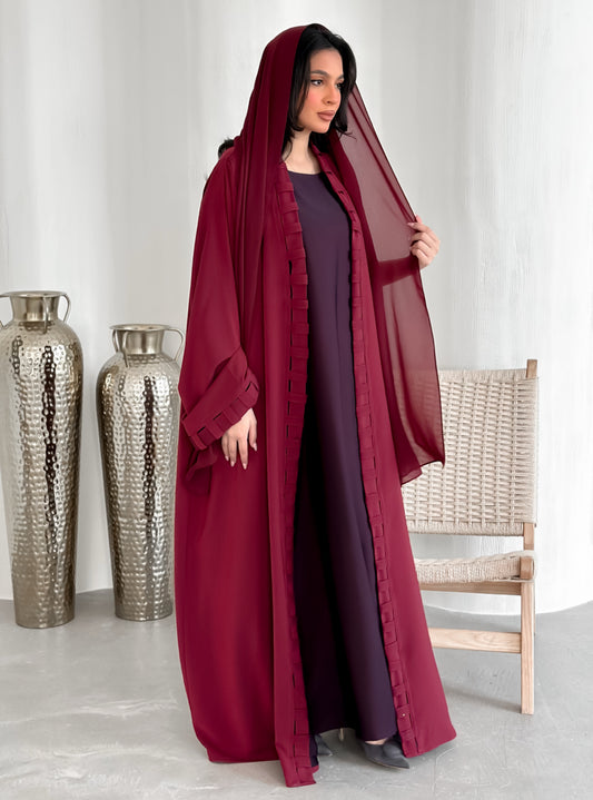 MEI506 - Maroon Abaya with Matching Scarf