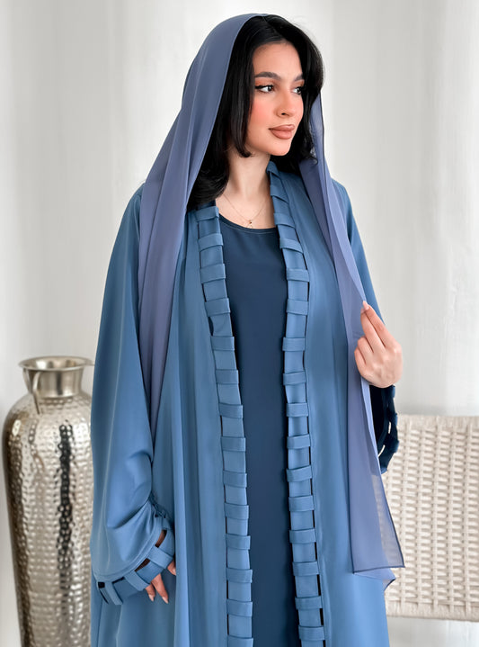 MEI507 - Blue Abaya with Matching Scarf