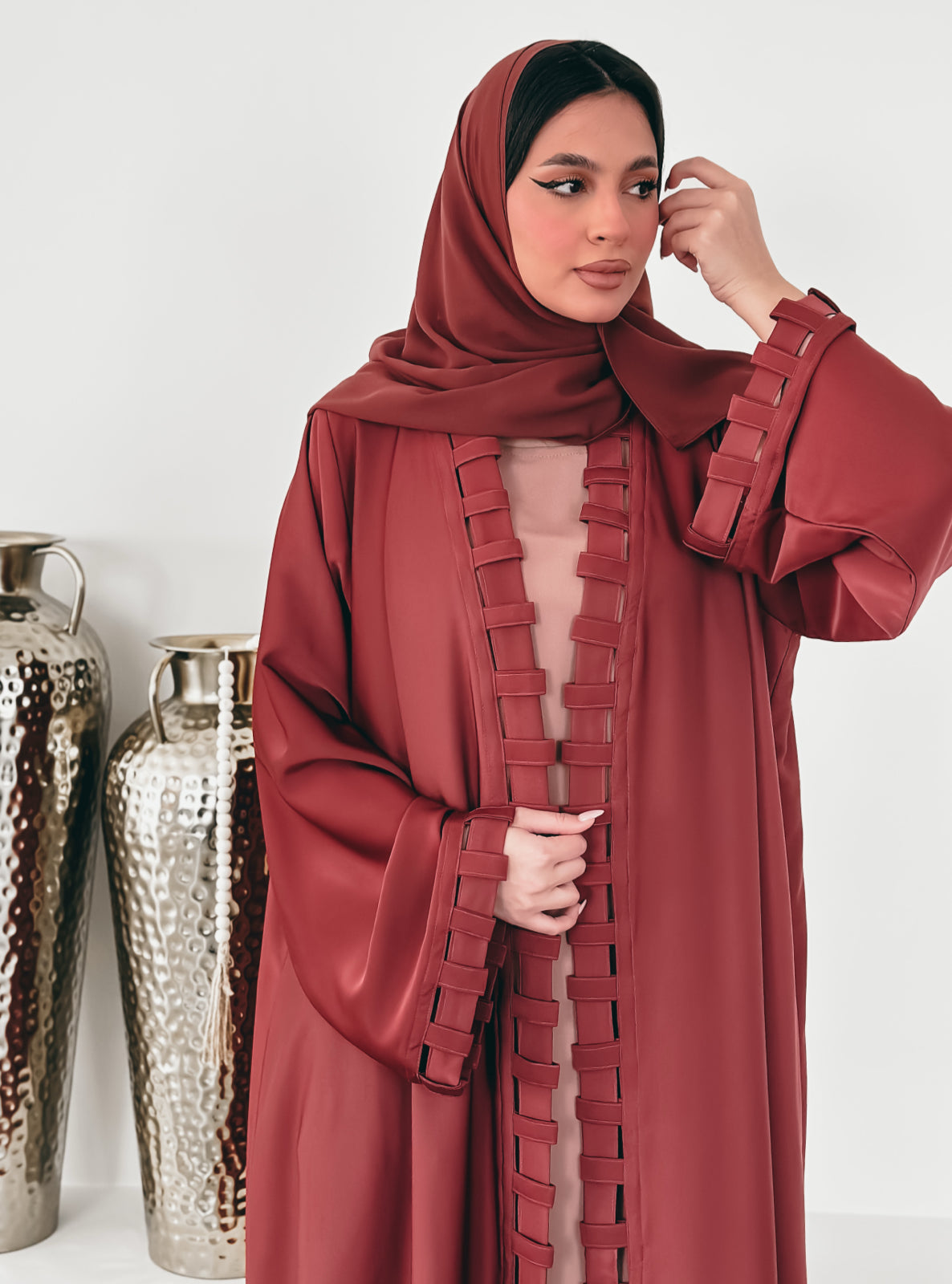 MEI511 - Terracota Abaya with Matching Scarf