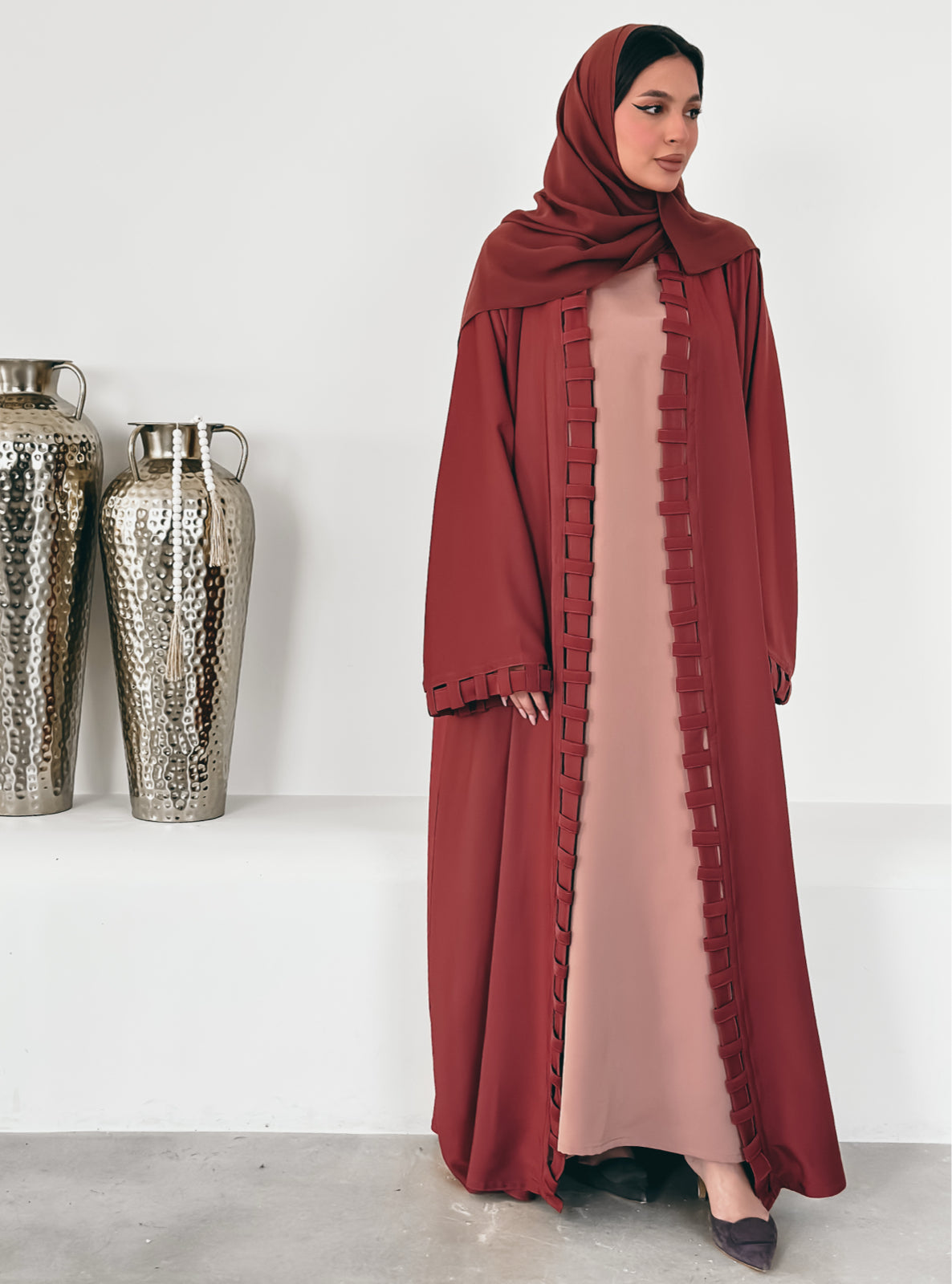 MEI511 - Terracota Abaya with Matching Scarf