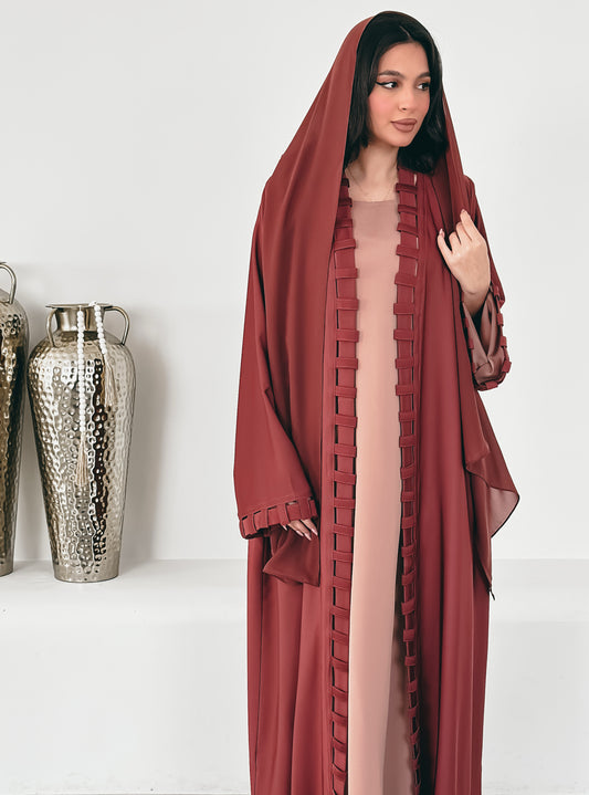MEI511 - Terracota Abaya with Matching Scarf