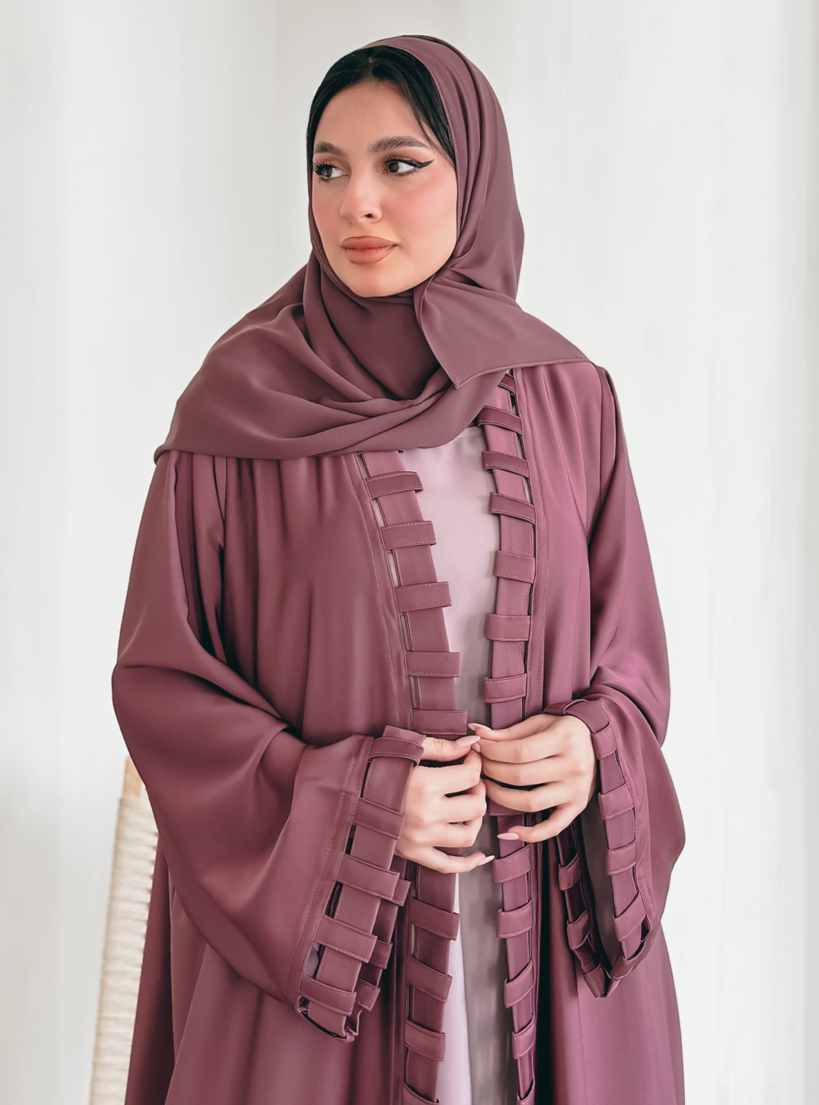 MEI510 - Plum Abaya with Matching Scarf