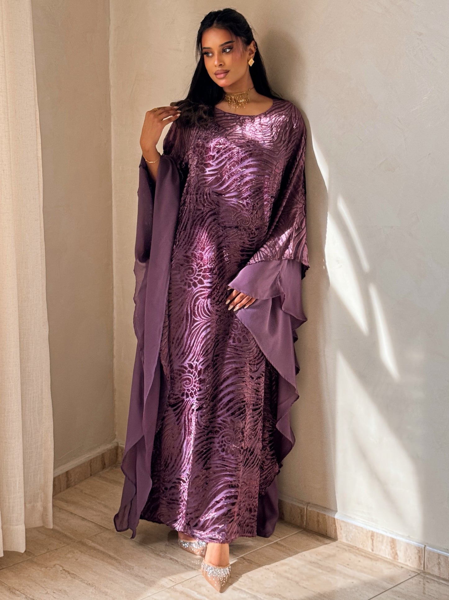 MEI703 - Purple Velvet Jalabiya