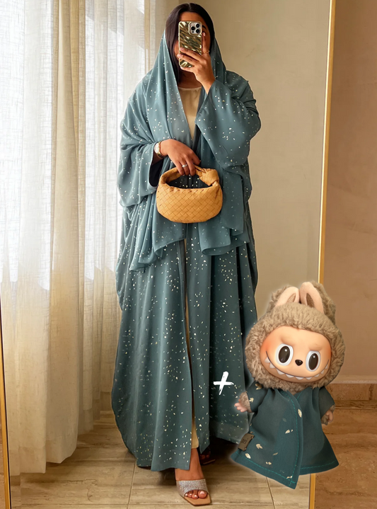 Stardust Abaya in Turquoise & Mini Labubu Abaya (DOLL NOT INCLUDED)